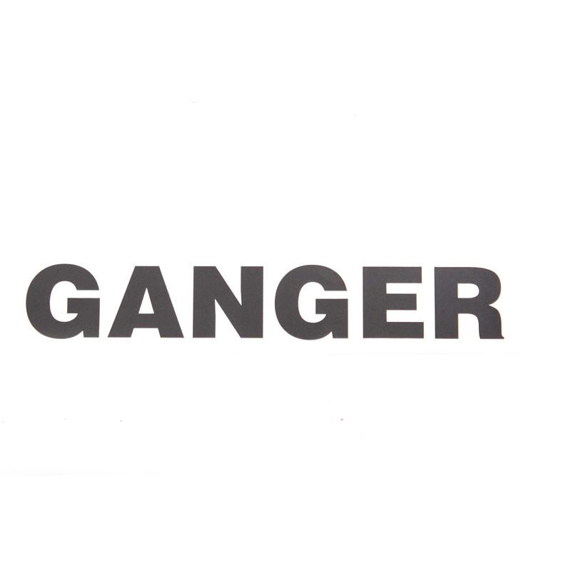Ganger Text Black Heat Seal Transfer Logo - Rear of Garments